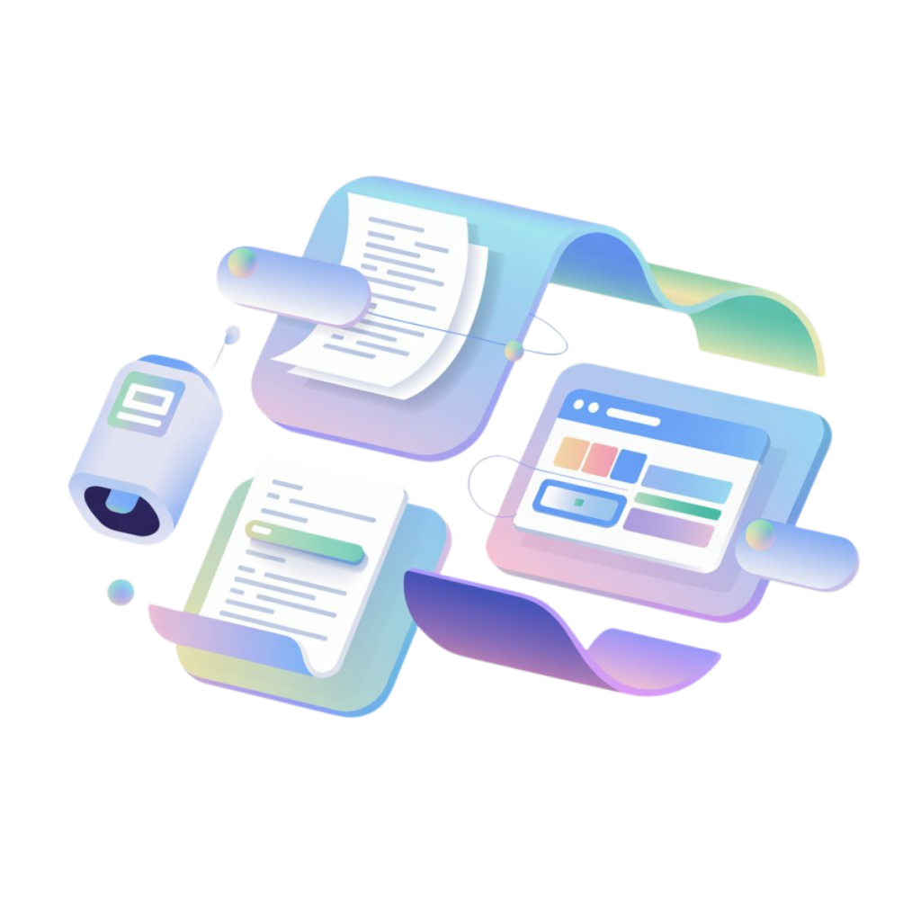 Colorful digital documents and interface elements