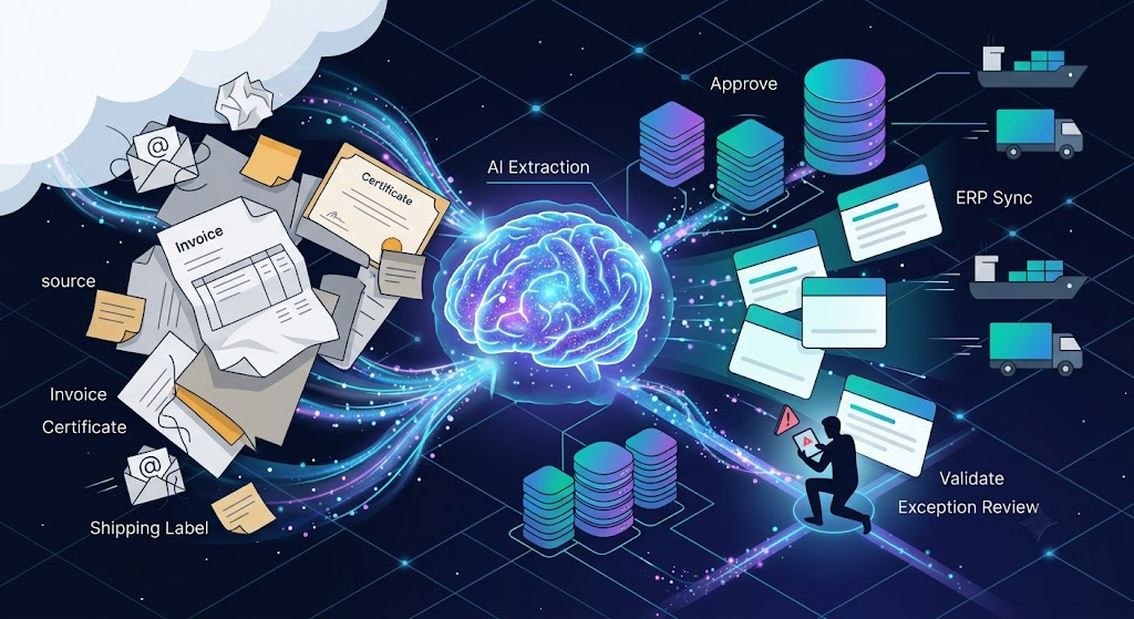 Unstructured document processing in supply chains turning chaotic paperwork into organized data through AI-powered automation.