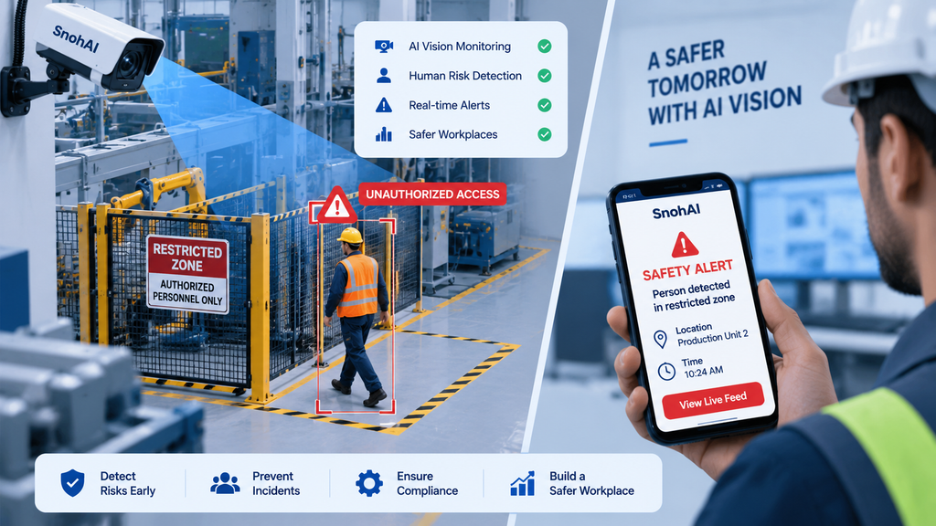 Predictive safety incident prevention detecting a restricted zone risk in real time.