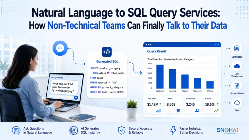Natural Language to SQL Query Services: How Non-Technical Teams Can Finally Talk to Their Data — featured image for SnohAI blog on natural language to SQL query services.